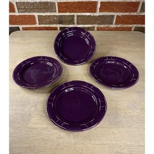 Longaberger Set Of 4 Woven Traditions 7-1/4" Bread Salad Plate Eggplant Pottery
